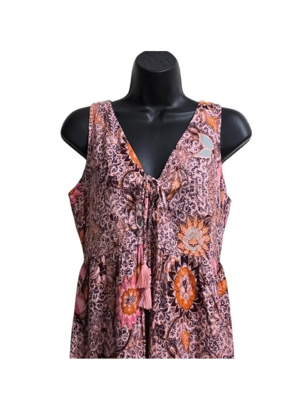 Madewell Lace-Up Ruffle-Hem Midi Dress in Bali Blooms Sz 4